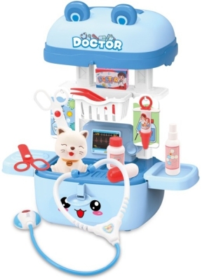 Ветеринарен Докторски Кабинет в Куфарче с 4 Животни и Светеща Слушалка 20×15×20 см